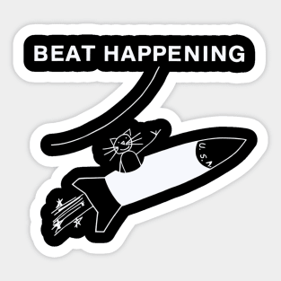 Beat Happening Rocket Cat Sticker